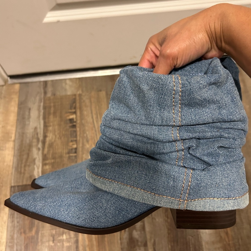 Zara Blue Denim Ankle Boots